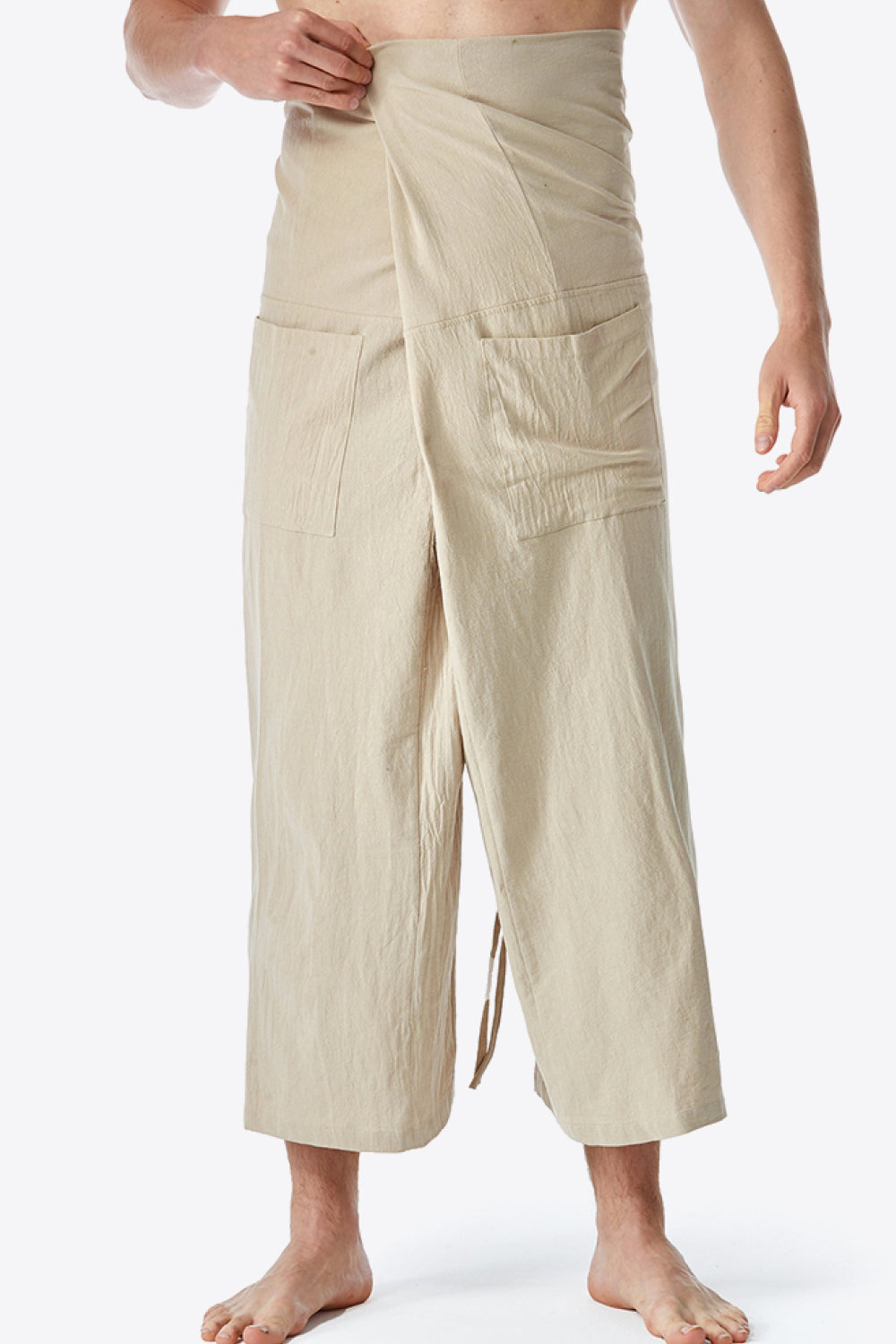 Waist Detail Wide Leg Pants with Pockets