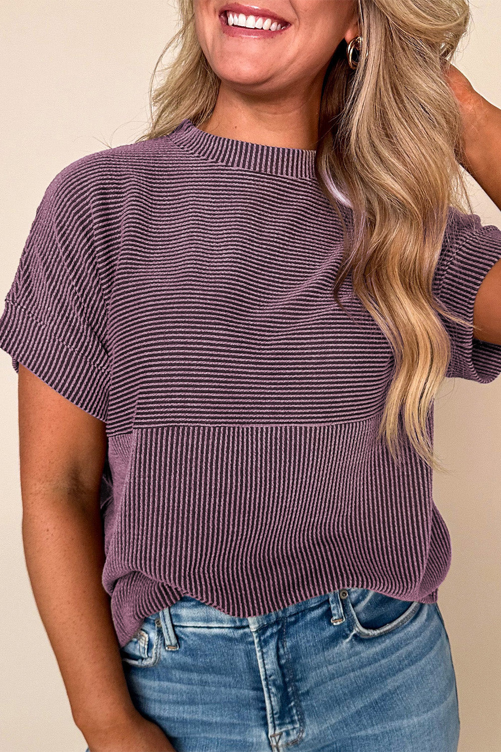 Toadstool Plain Corded Mock Neck T Shirt - Kustom Kreations Goods