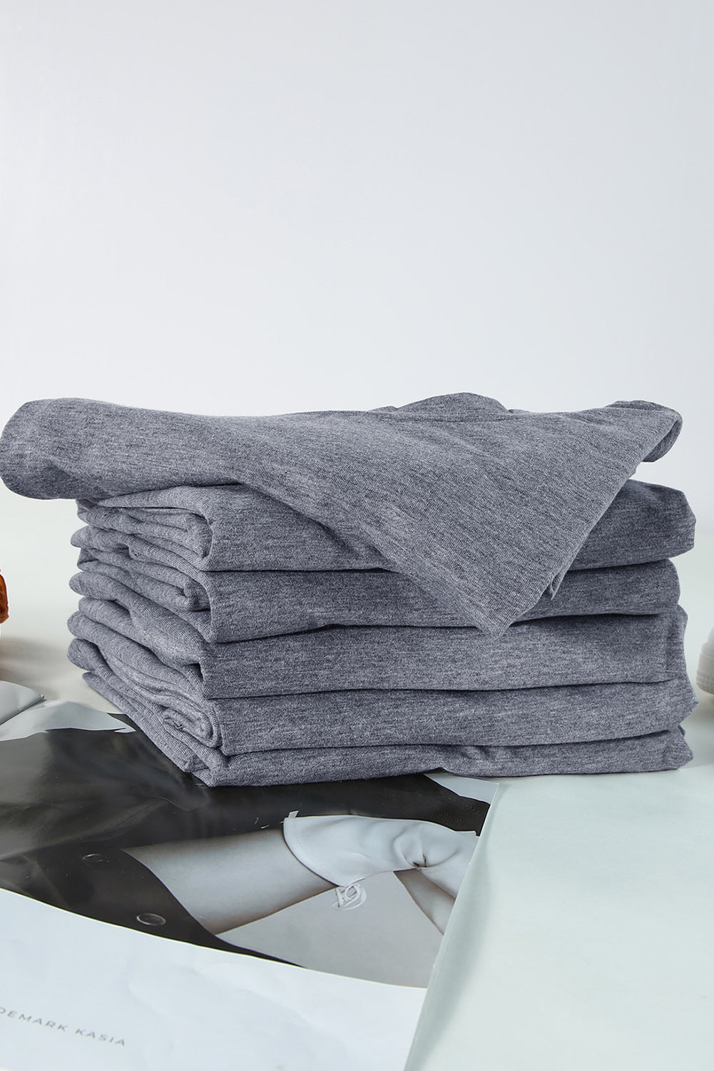 Green Plain Solid Color Crew Neck Tee