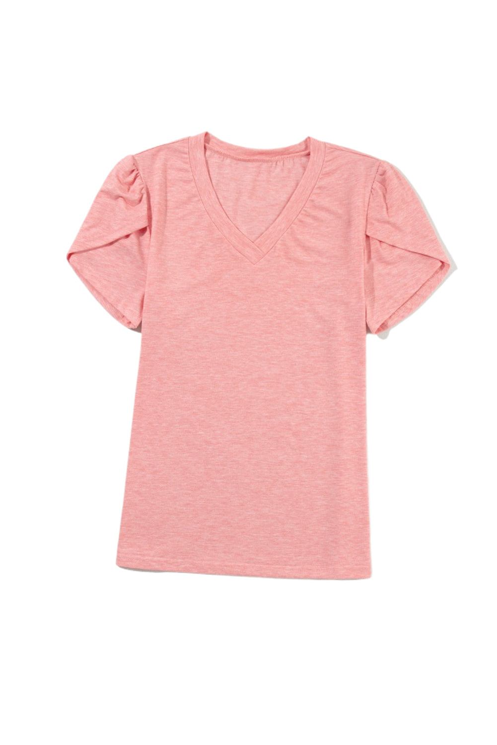 Mist Green Petal Sleeve V Neck T-Shirt