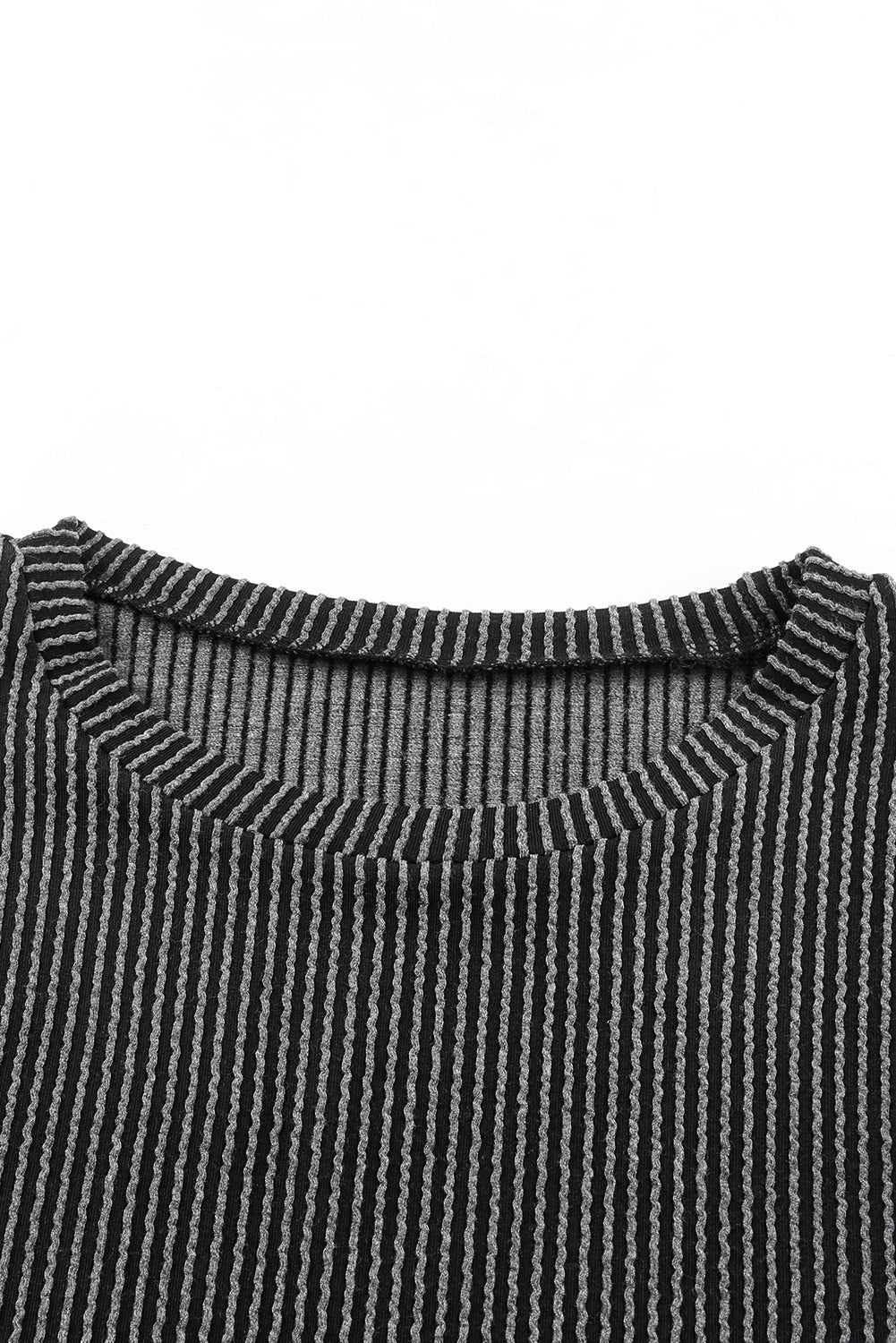 Black Textured Butterfly Sleeve Summer Top for Women