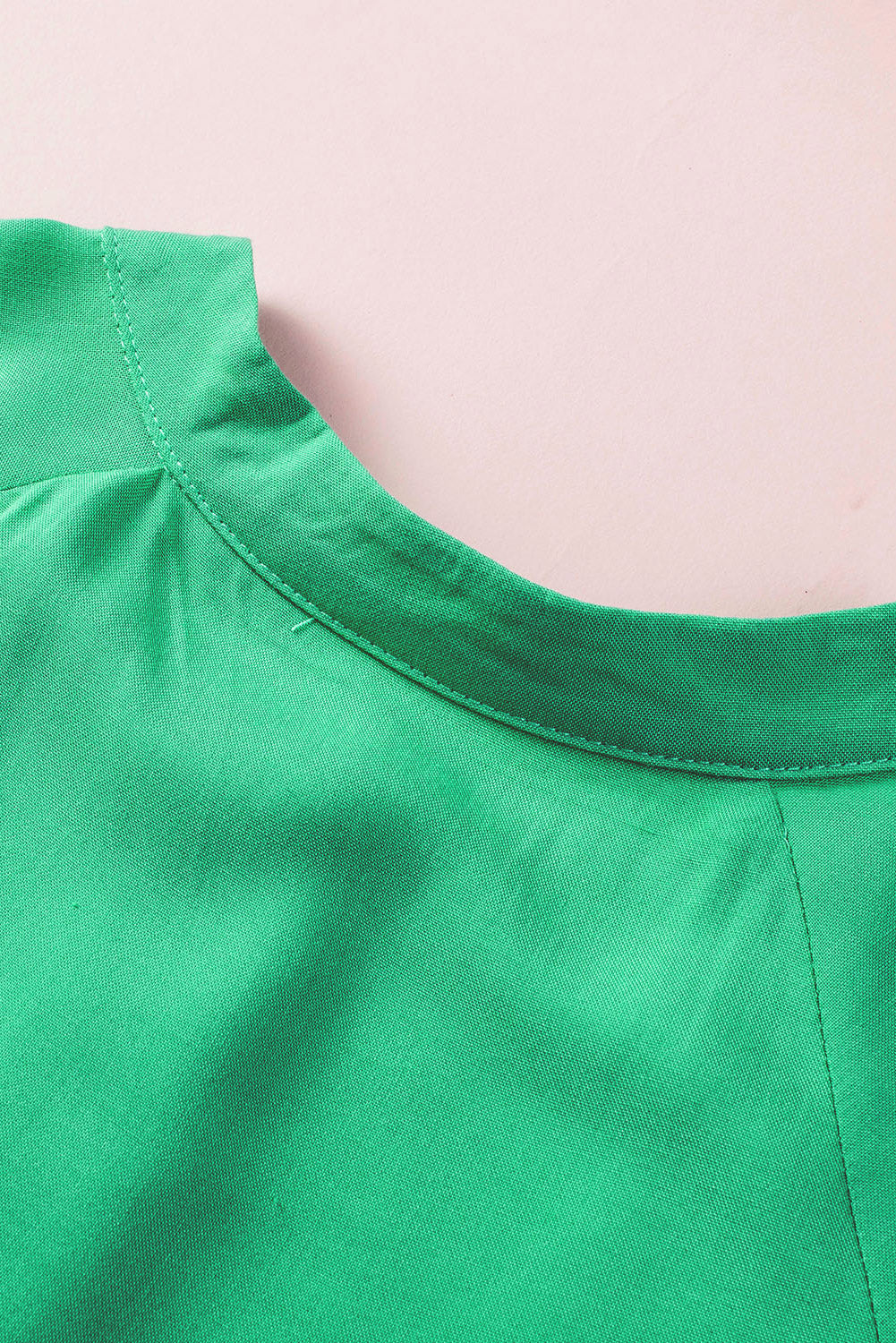 Green Notch V Neck Bubble Sleeve Tiered Maxi Dress