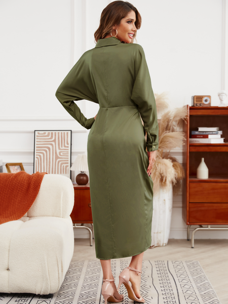 Stylish Pleated Shirt Dress H732AZTZLN