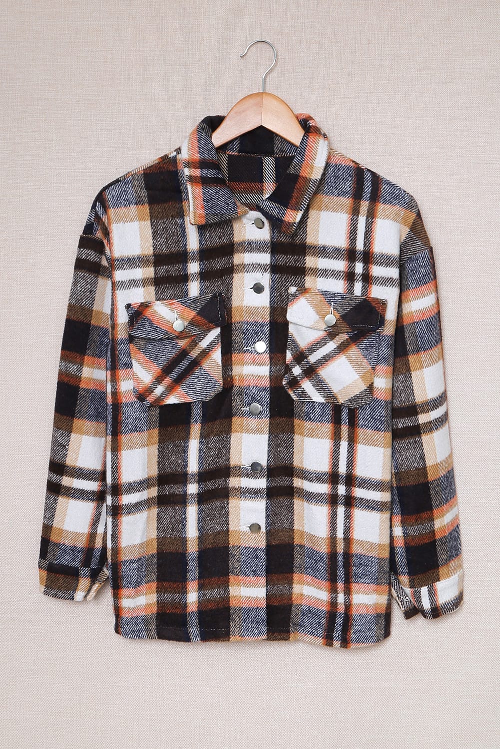 Multicolor Plaid Casual Button Up Flannel Jacket