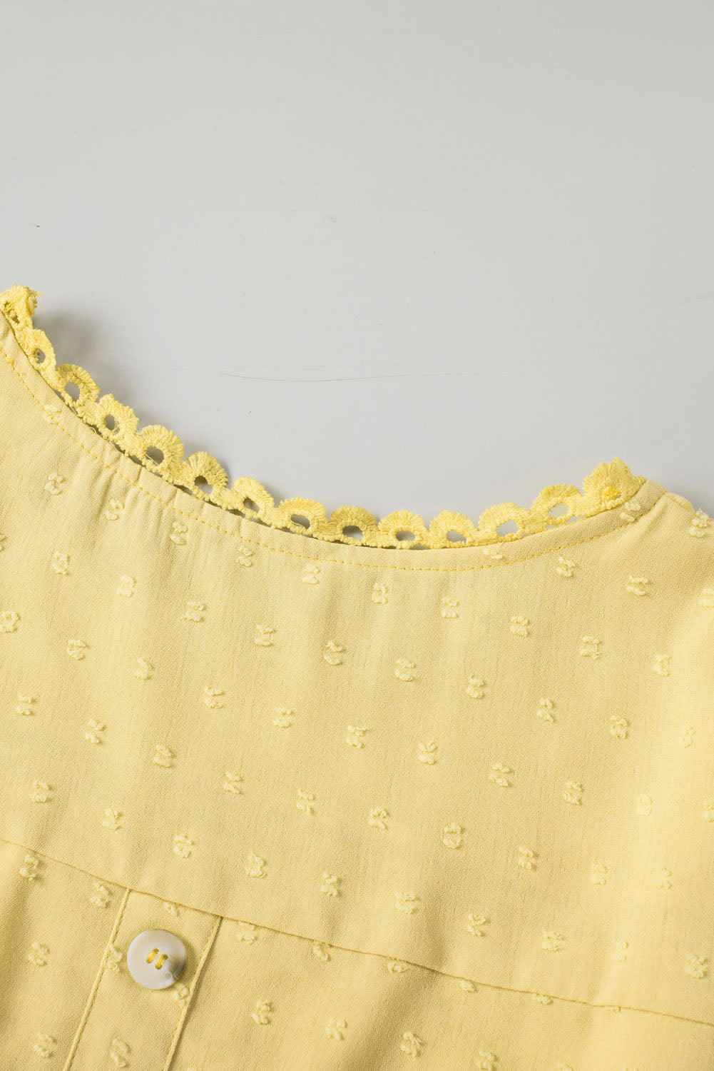 Apricot Swiss Dot Crochet Eyelet Back Button Detail Blouse