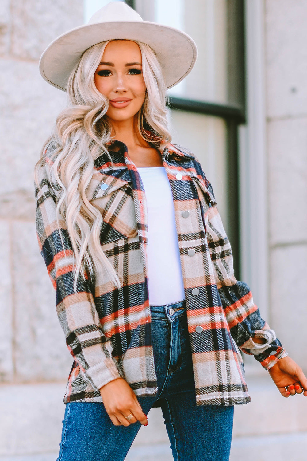 Multicolor Plaid Casual Button Up Flannel Jacket
