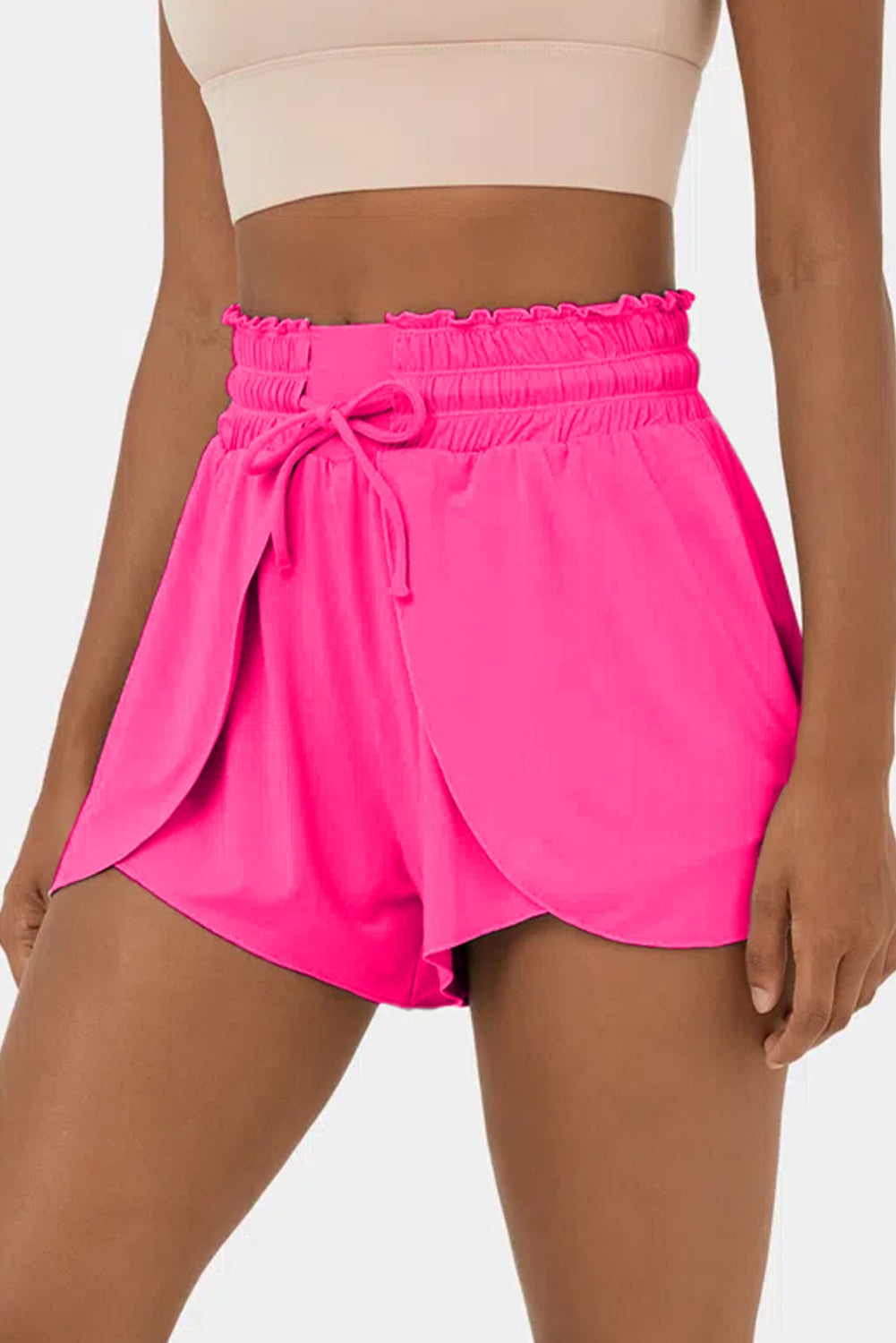 Black Frill High Waist Petal Wrap Swim Shorts