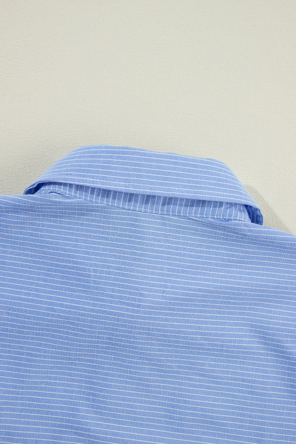 Sky Blue Stripe Roll Tab Sleeve Pocketed Tunic Shirt Shacket