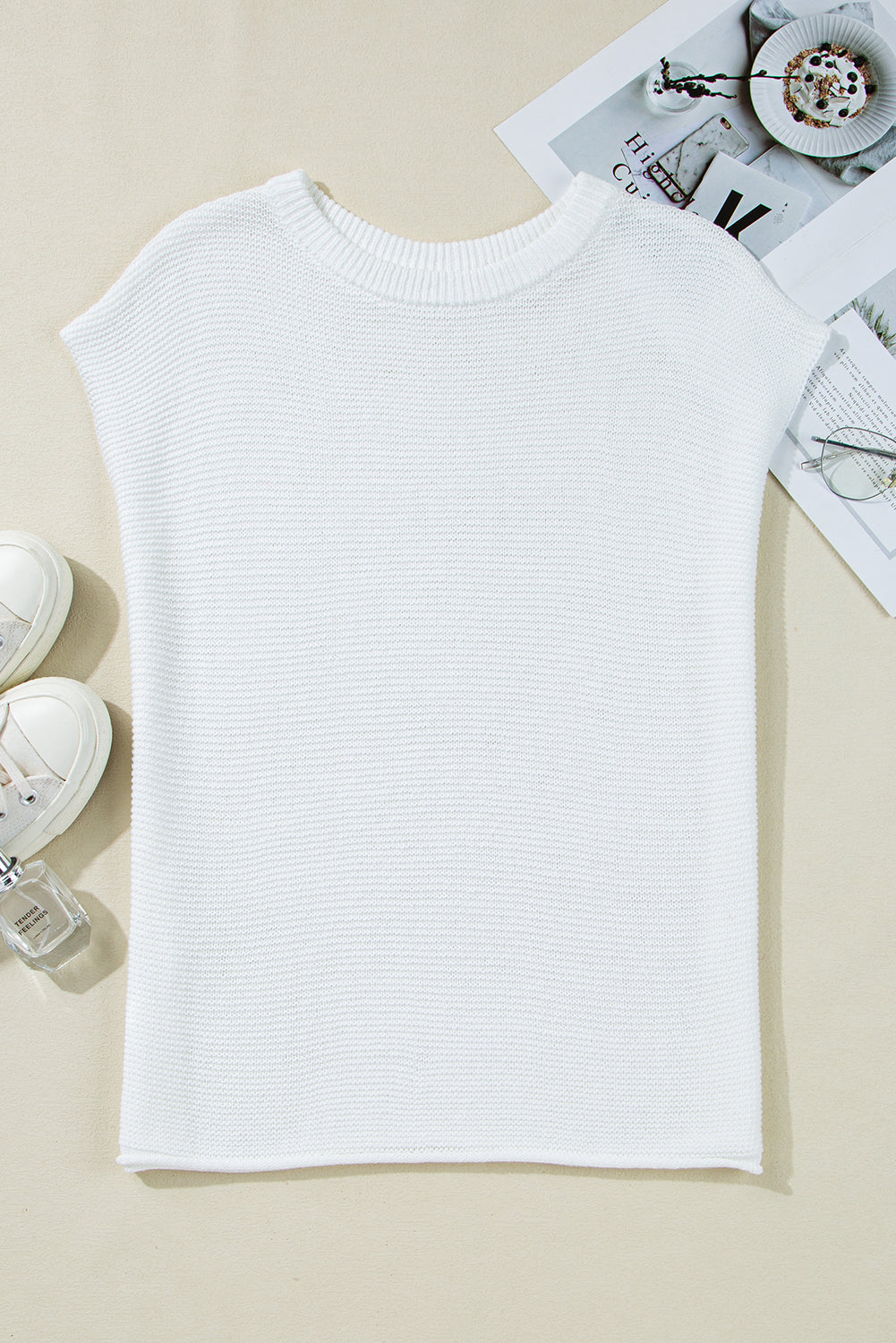 Jet Stream Solid Color Side Slits Sweater Tee