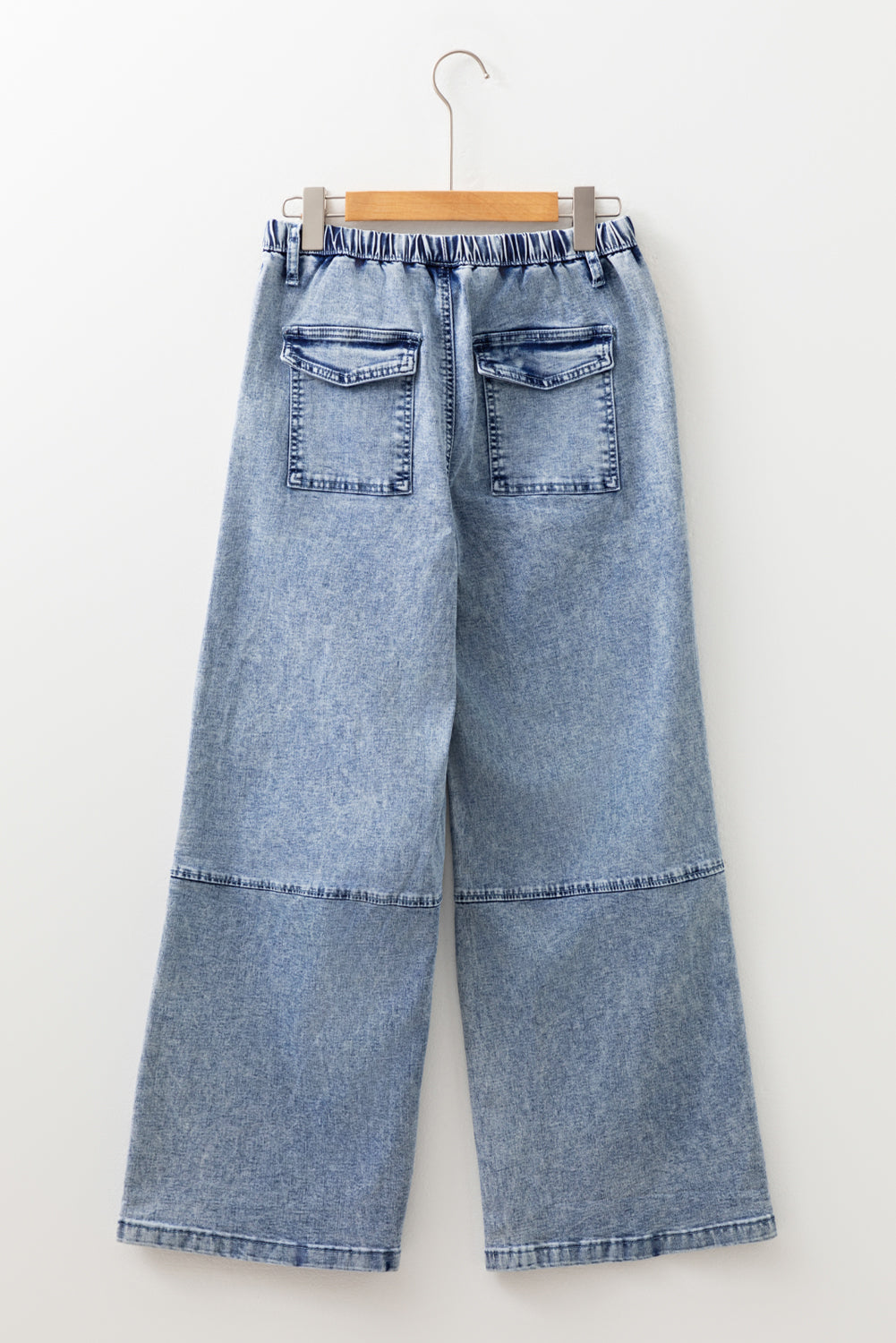 Ashleigh Blue Acid Wash Exposed Seam Drawstring High Waist Jeans - Kustom Kreations Goods