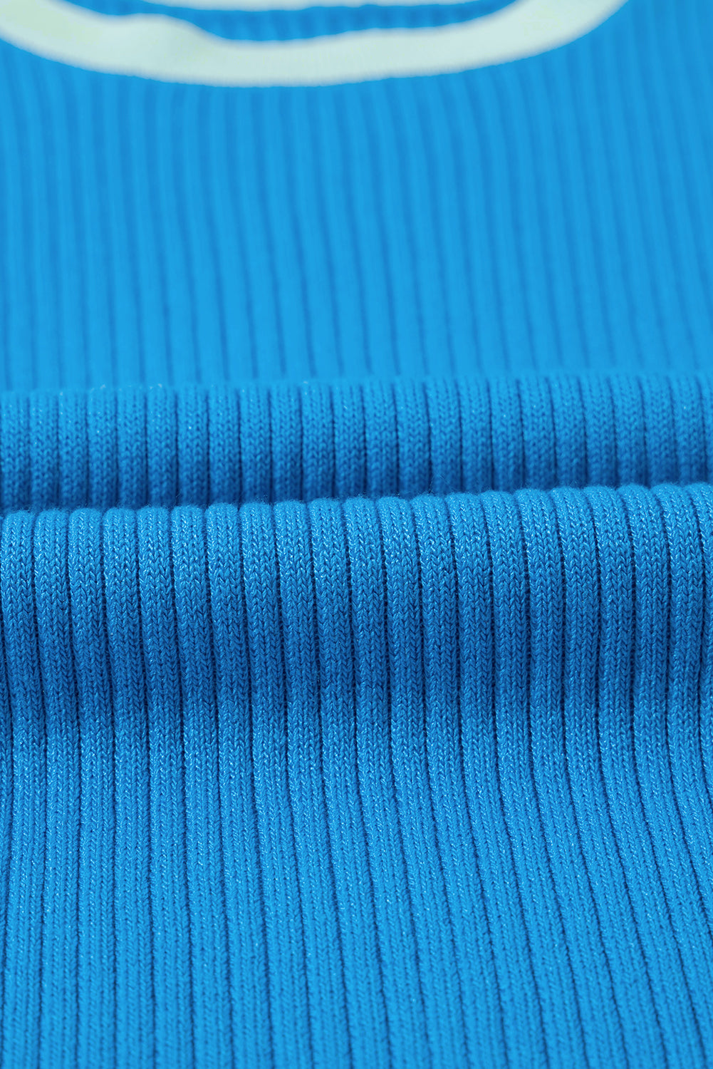 Blue Contrast Trim Ribbed Knit U Neck Tank Top