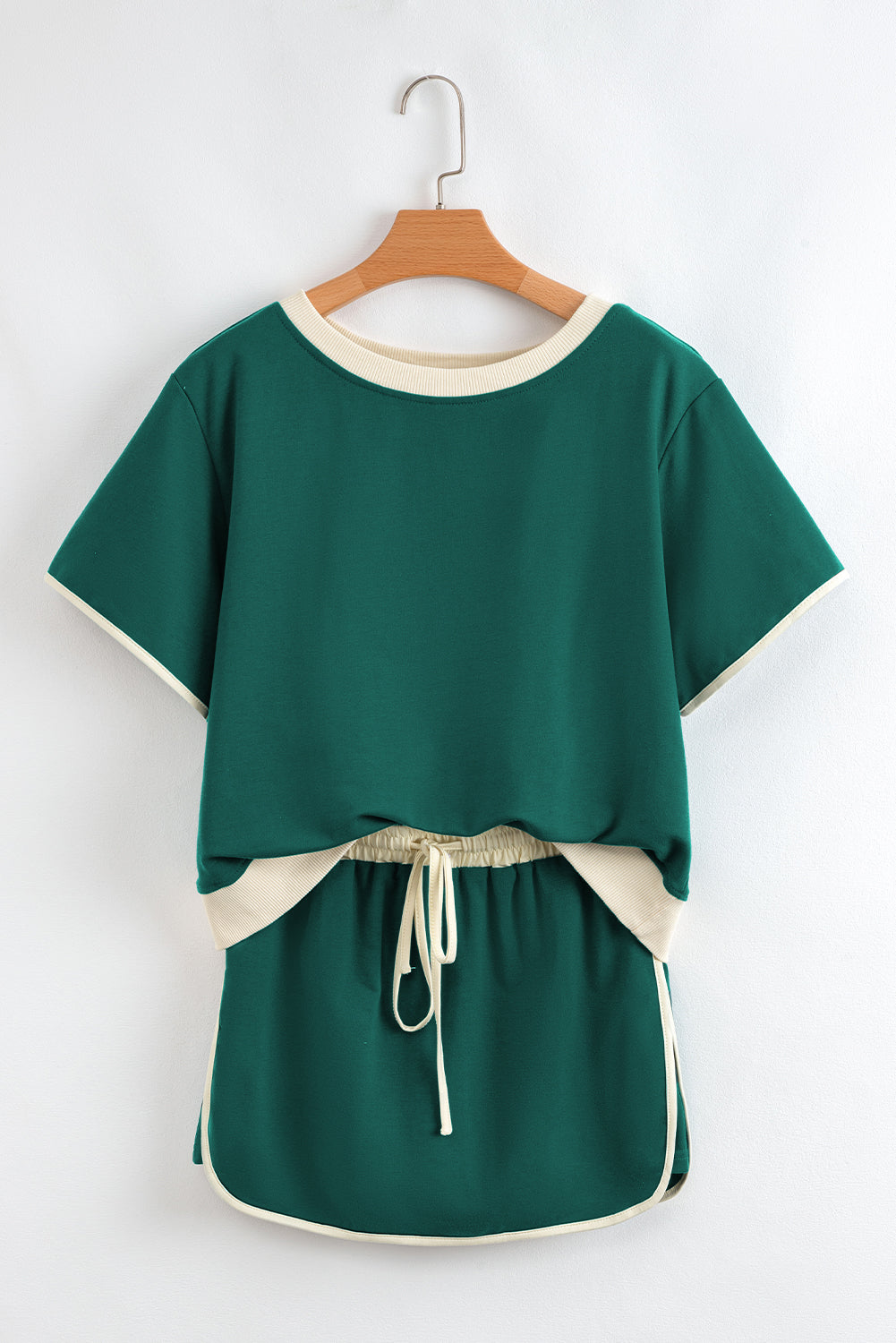 Evergreen Colorblock Edge Drop Shoulder T Shirt and Skort 2Pcs Set - Kustom Kreations Goods