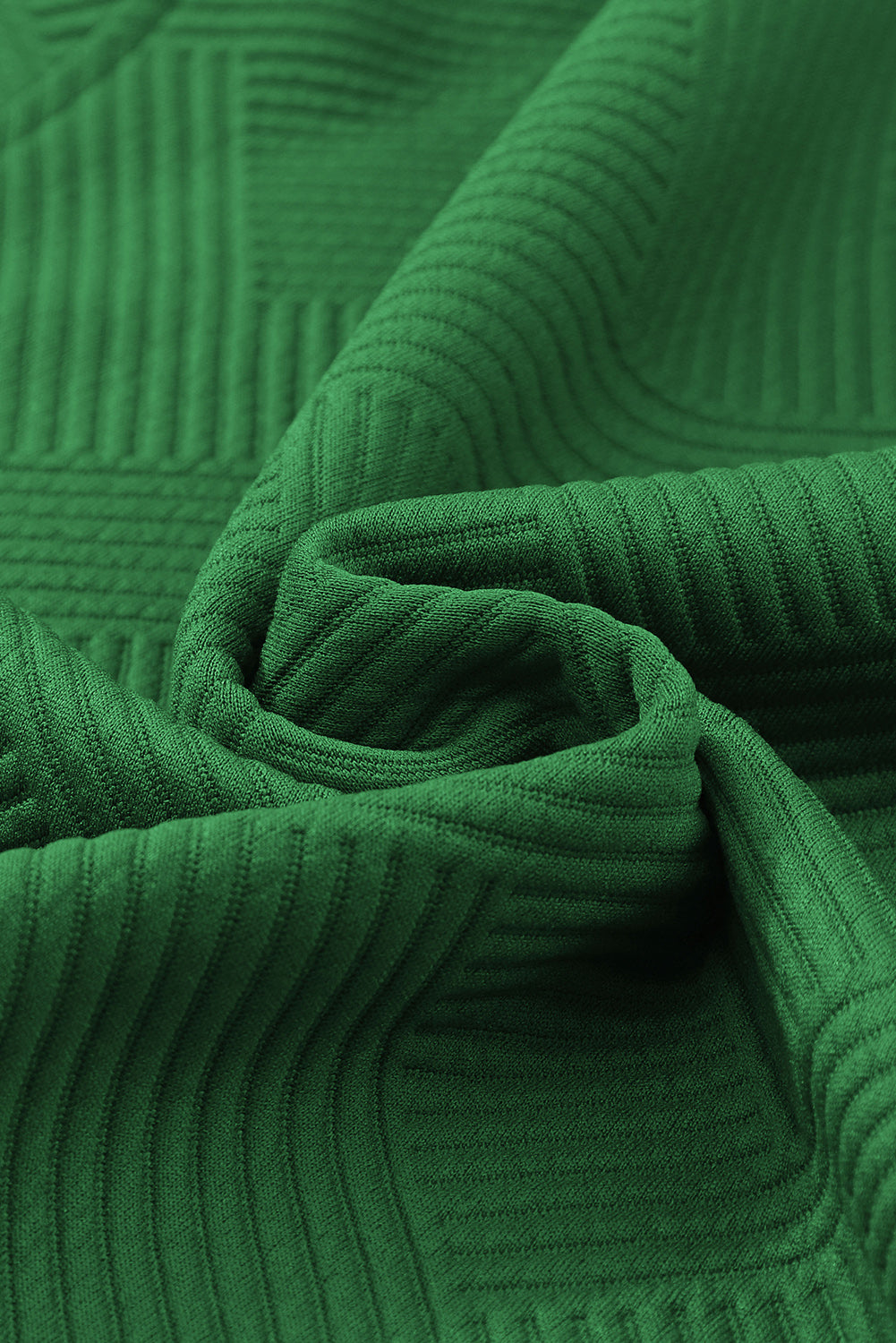 Dark Green Textured Loose Slouchy Long Sleeve Top and Pants Set