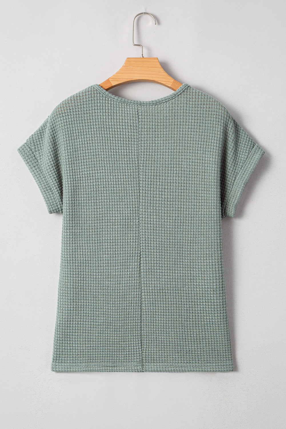 Mist Green Hollow Patchwork Waffle Knit Top - Kustom Kreations Goods
