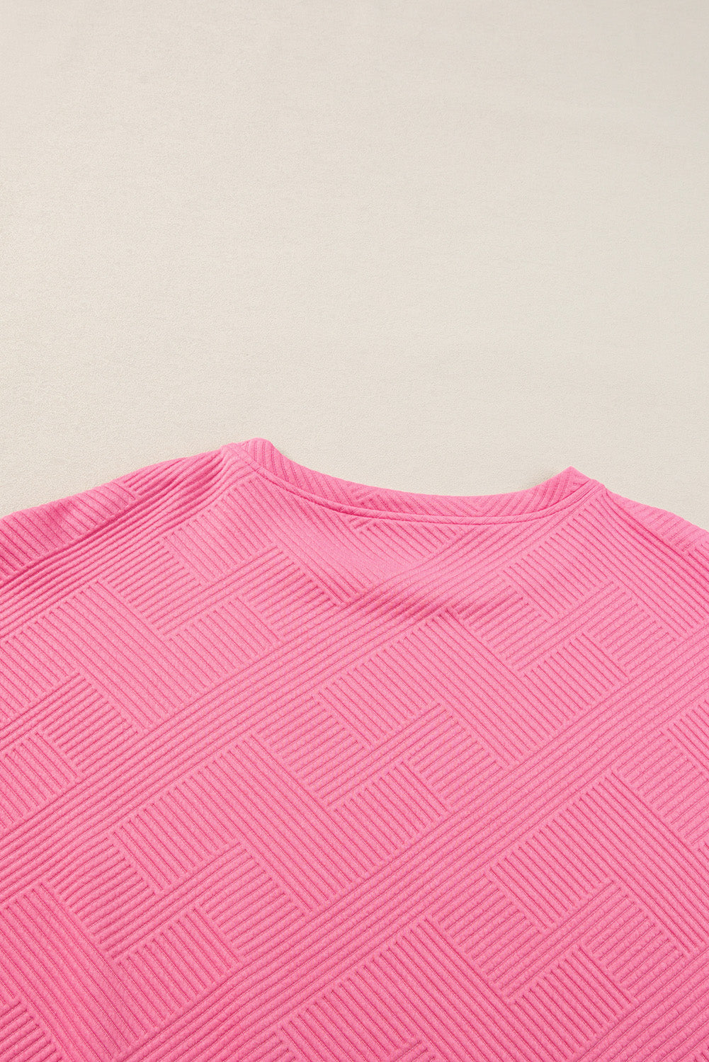 Strawberry Pink Textured Loose Fit T Shirt & Drawstring Pants Set