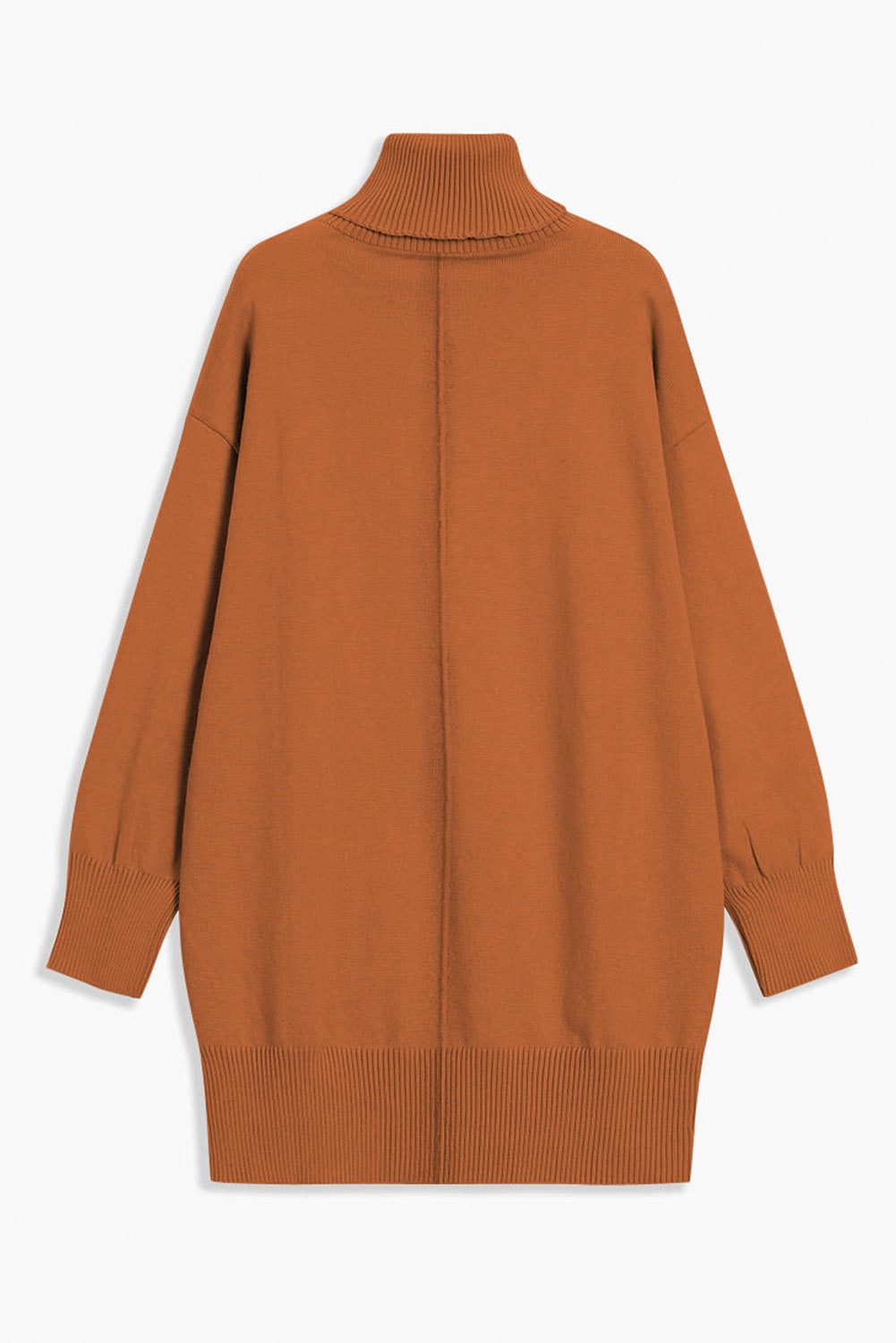 Black Solid Color Turtleneck Drop Shoulder Loose Sweater Dress - Kustom Kreations Goods