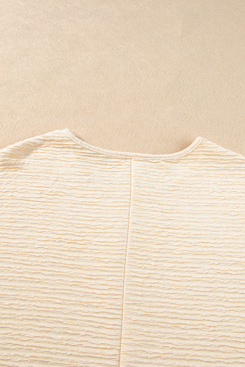 Apricot Textured Round Neck Frill Short Sleeve Blouse