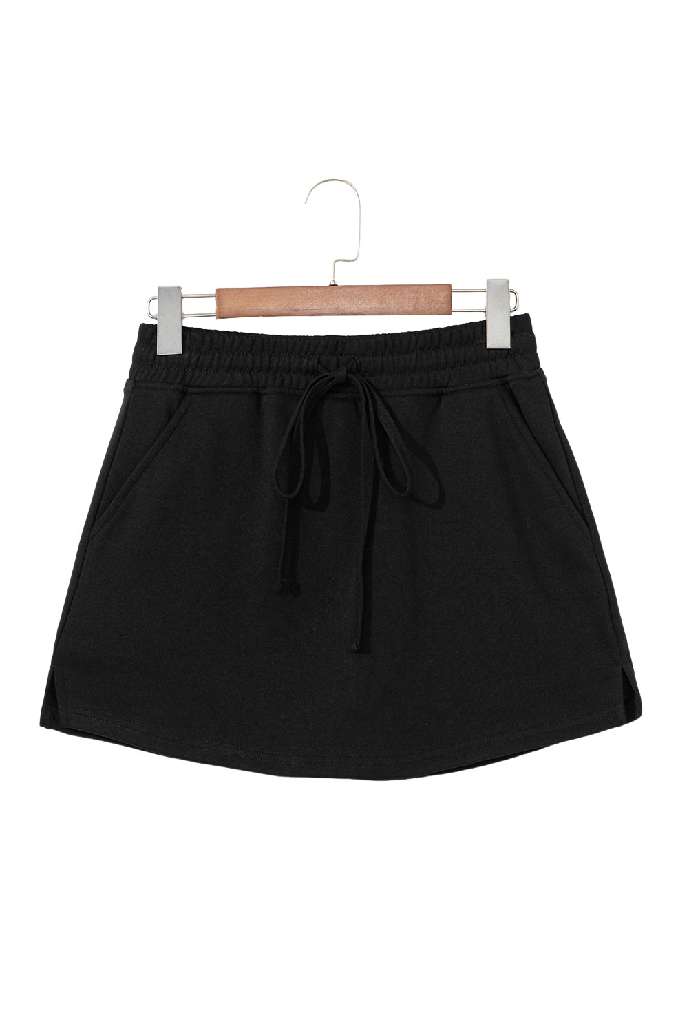Light Grey French Terry Drawstring Mini Skort with Pockets - Kustom Kreations Goods