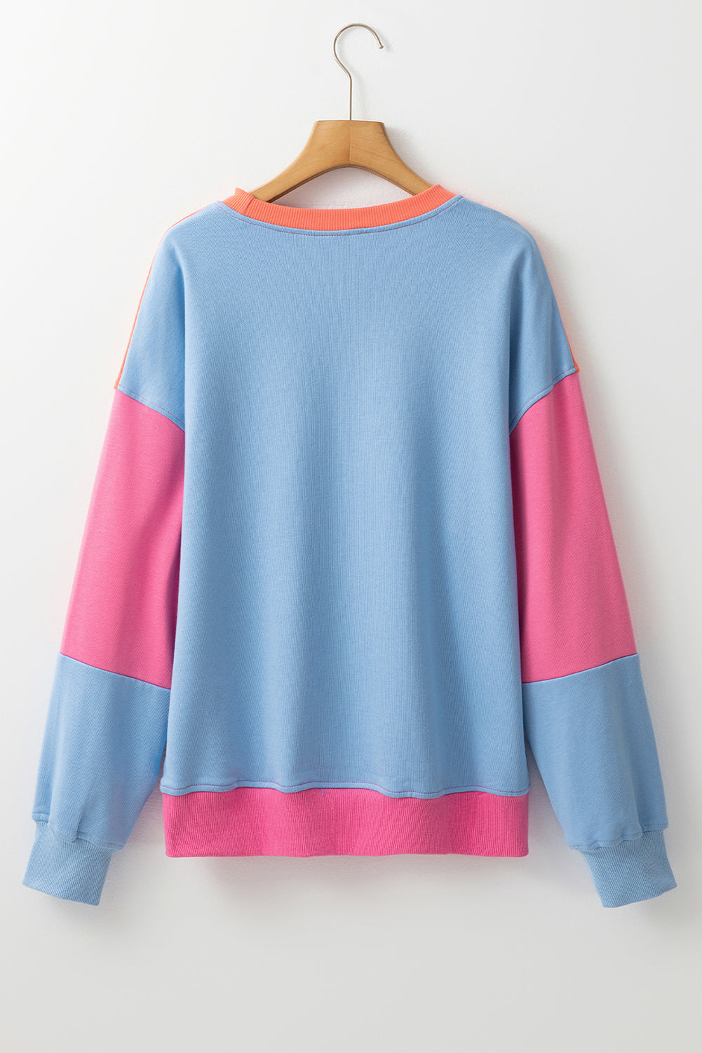 Sky Blue Colorblock Drop Shoulder Sweatshirt