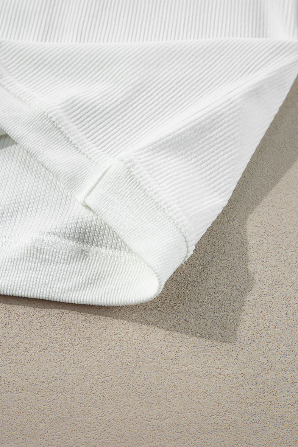 Orange Plain Drop Sleeve Rib-Knit Oversized Sweatshirt