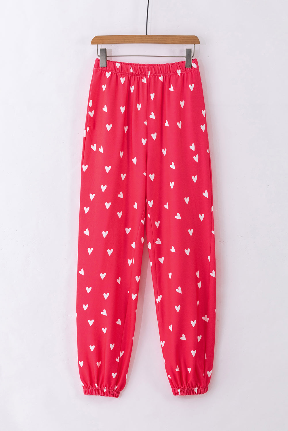 Red Heart Print Raglan Sleeve Top and Pants Set