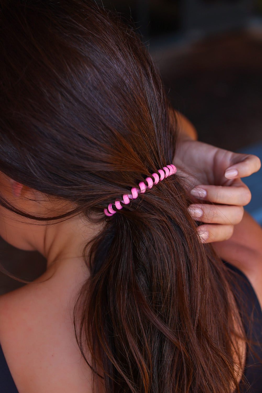 Rosy Telephone Cord Ponytail Holder Spiral Hair Tie