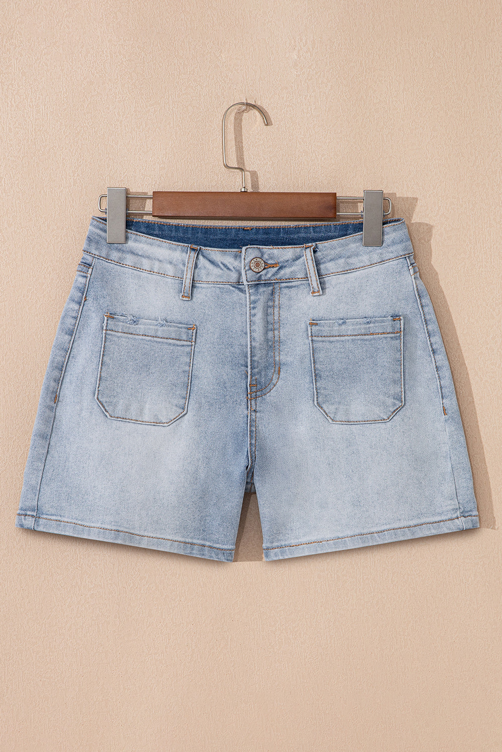 Beau Blue Light Wash High Rise Denim Shorts - Kustom Kreations Goods