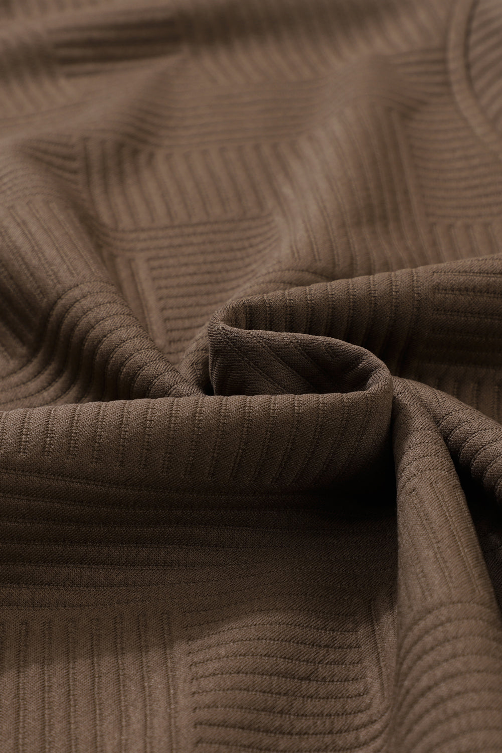 Brown Textured Loose Fit T Shirt and Drawstring Pants Set