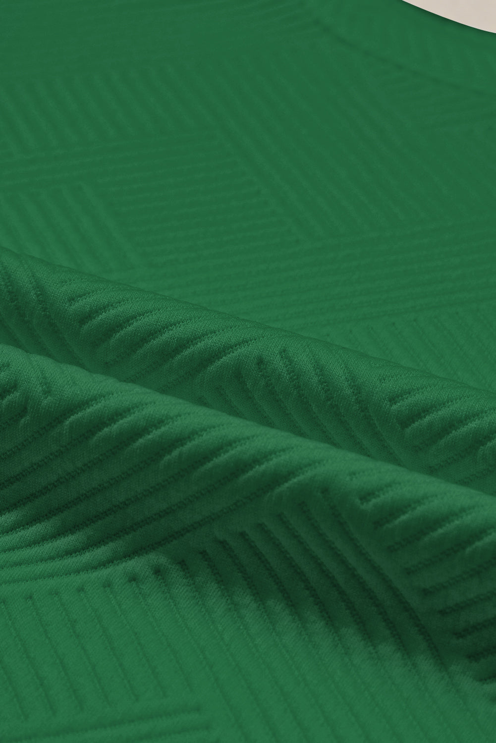 Dark Green Textured Loose Slouchy Long Sleeve Top and Pants Set