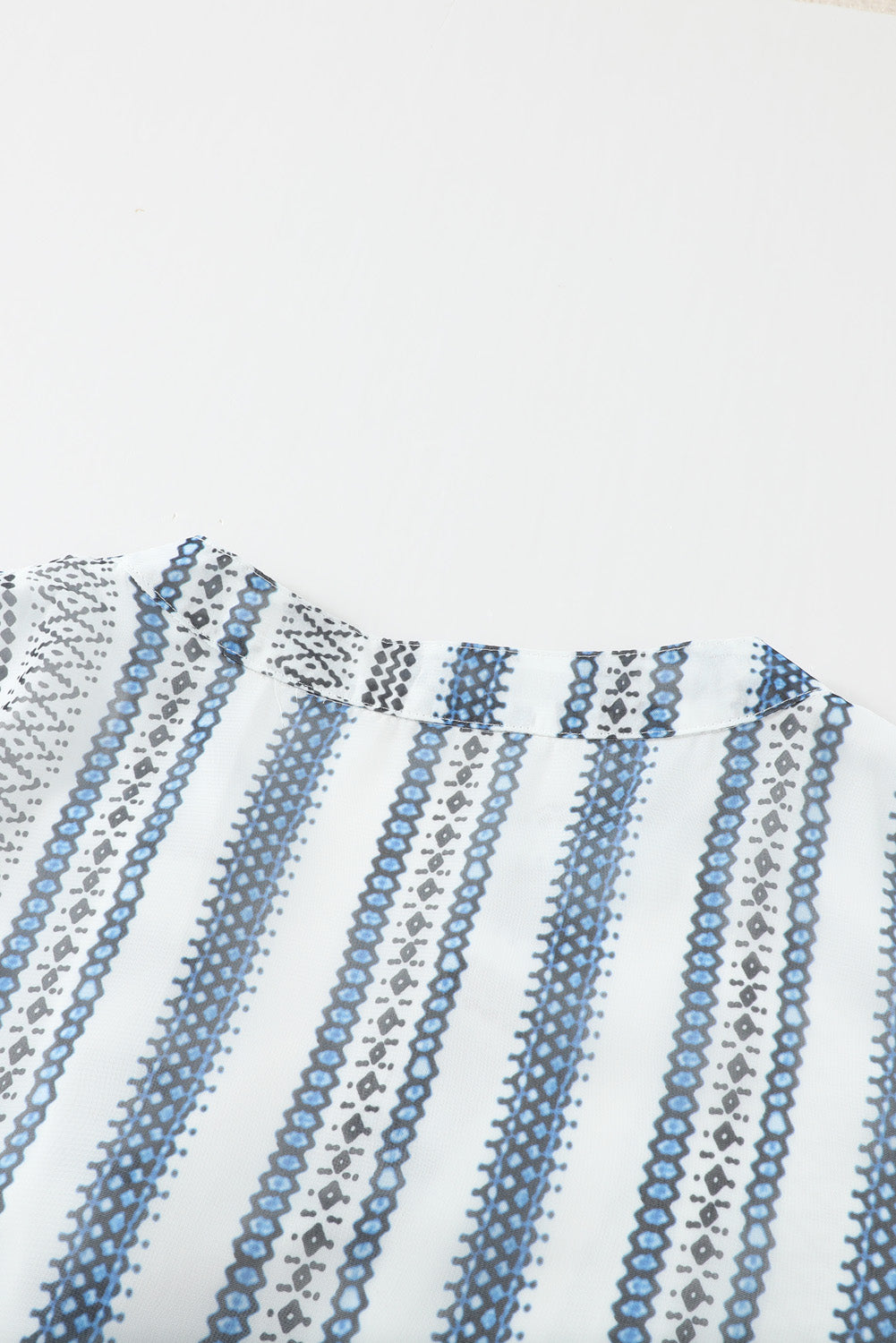 Green Chiffon Bell Sleeve Split V Neck Tunic Dress