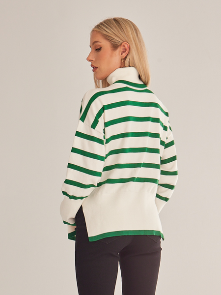 Striped Turtleneck Side-slit Sweater HWWX6BVRYU