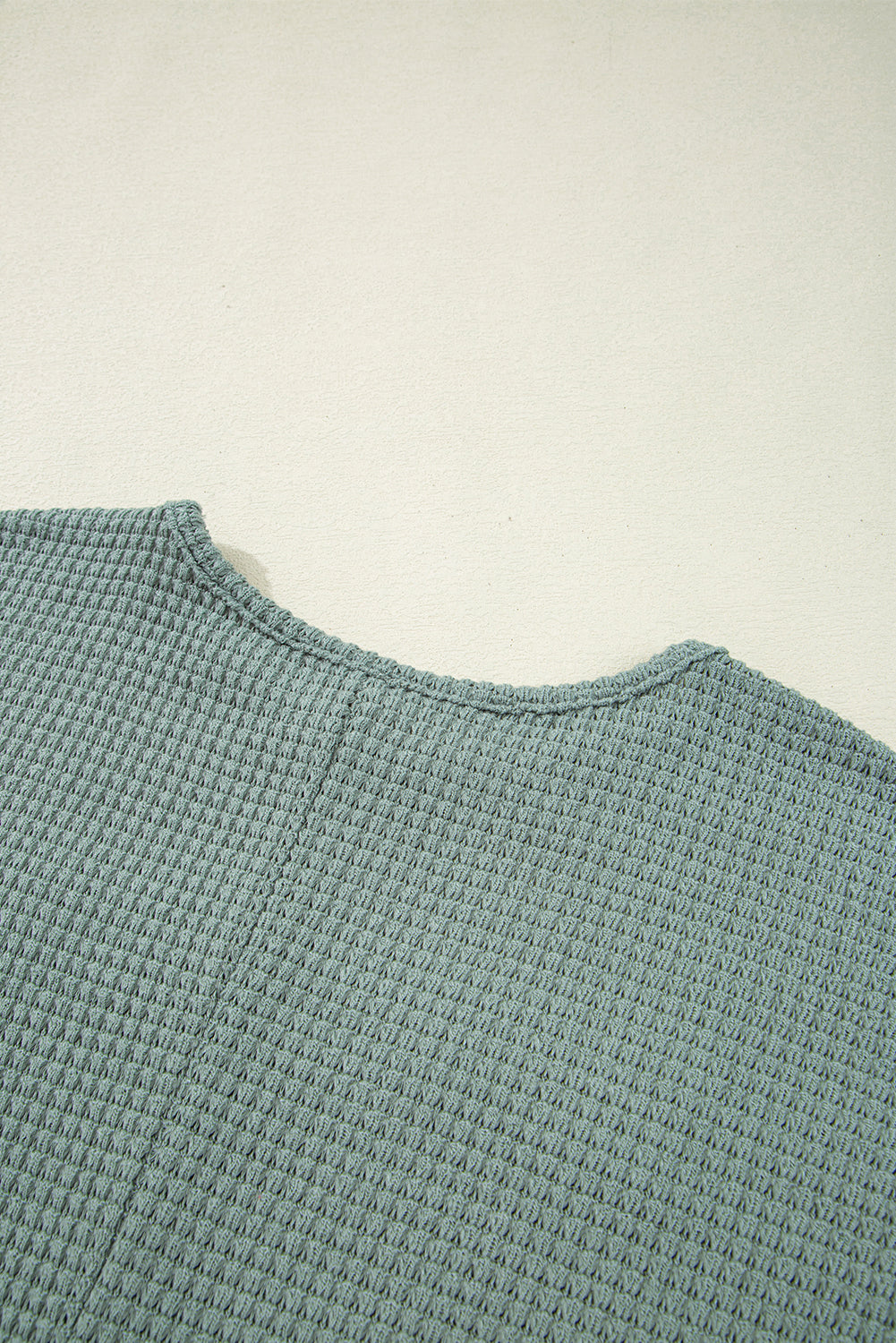 Mist Green Hollow Patchwork Waffle Knit Top - Kustom Kreations Goods