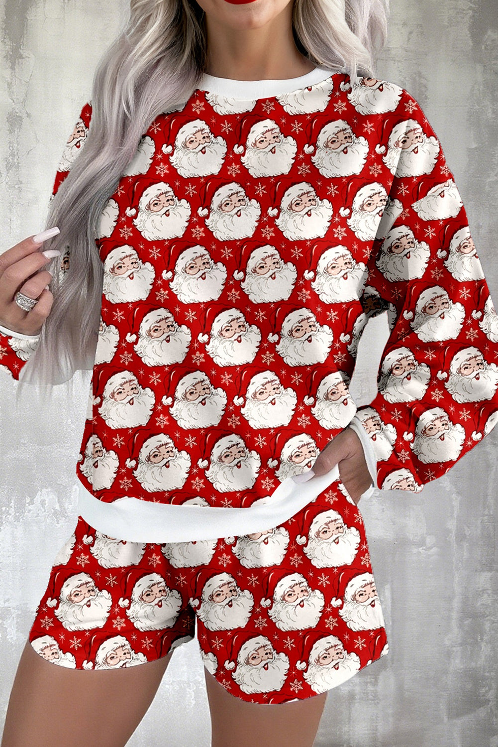 White Ho Ho Ho Letter Graphic Christmas Pajama Set