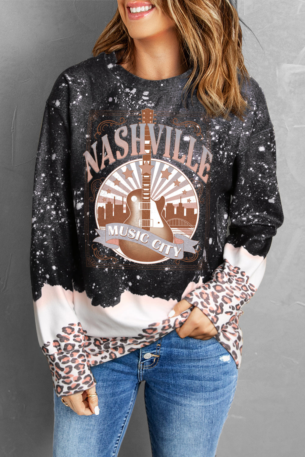 Printed NASHVILLE MUSIC CITY Graphic Sweatshirt