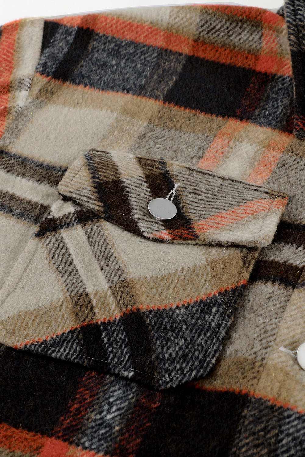 Multicolor Plaid Casual Button Up Flannel Jacket
