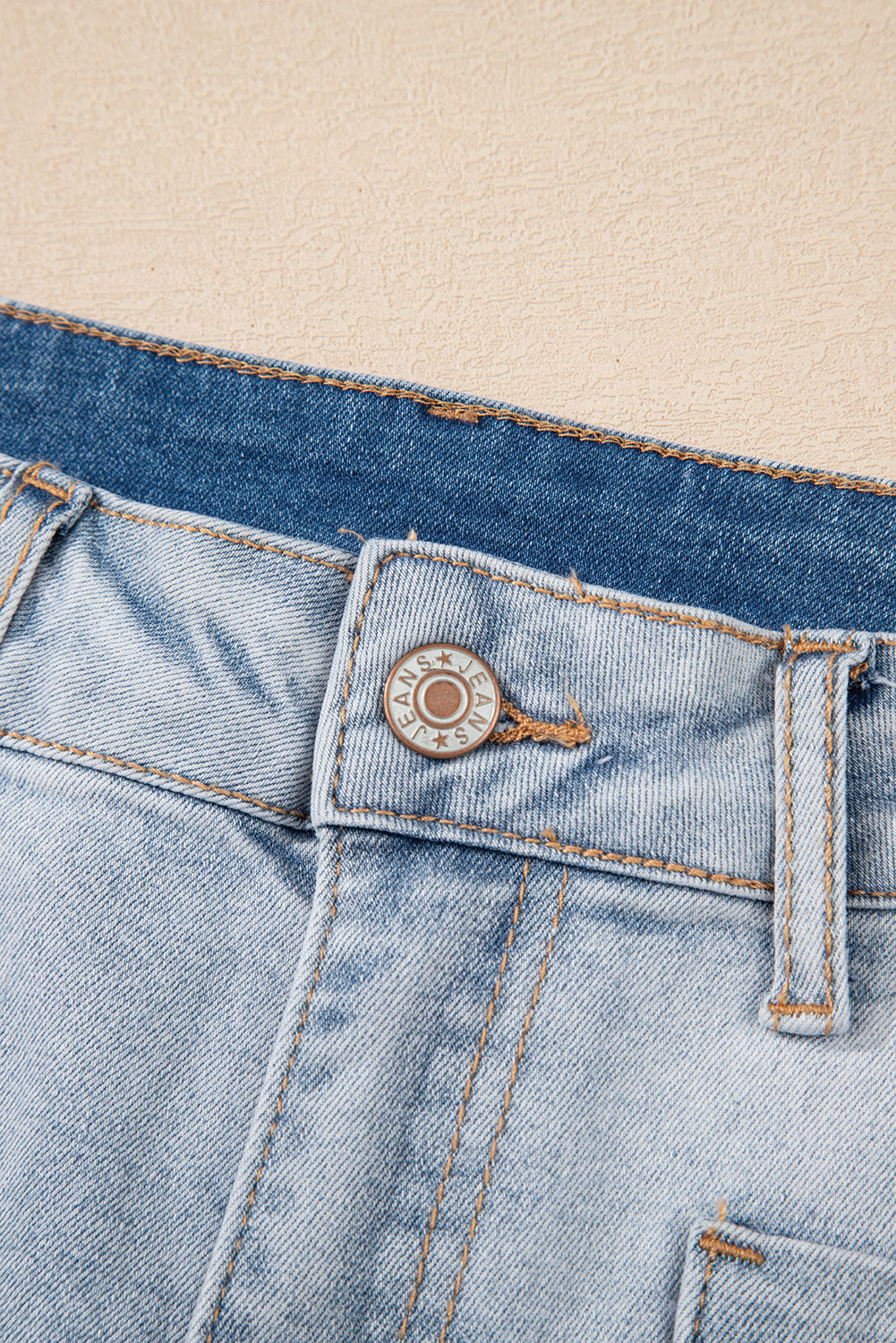 Beau Blue Light Wash High Rise Denim Shorts - Kustom Kreations Goods