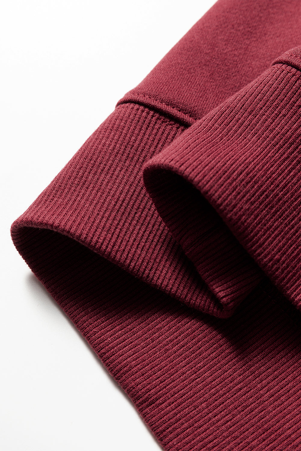 Fiery Red Preppy Striped Sleeve Loose Sweatshirt