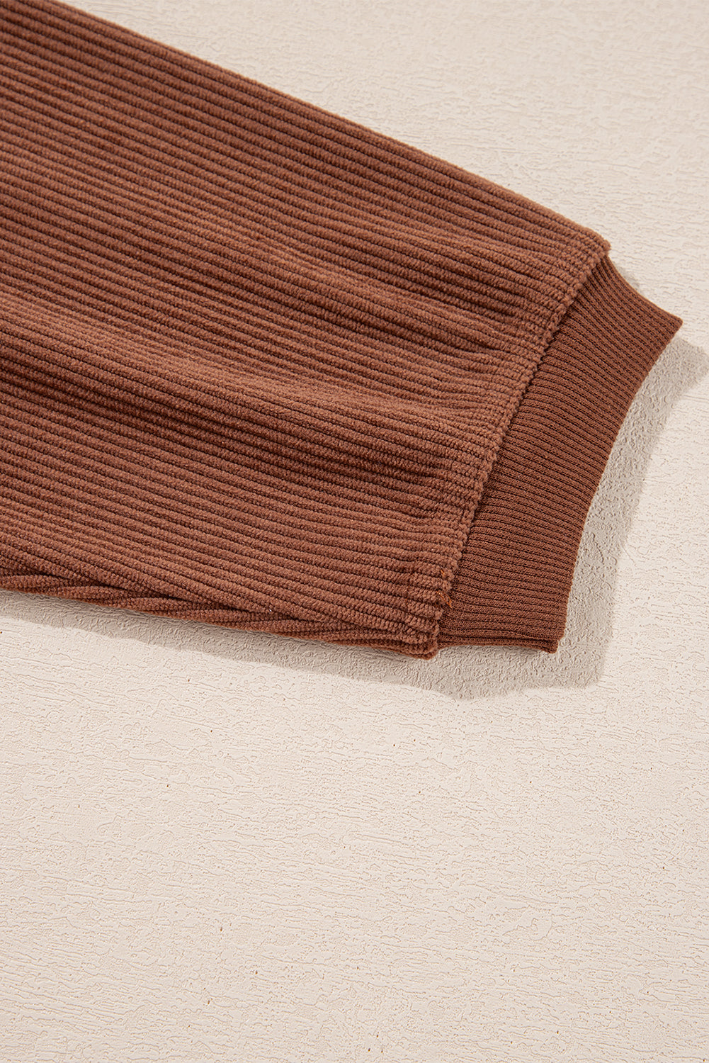 Orange Plain Drop Sleeve Rib-Knit Oversized Sweatshirt