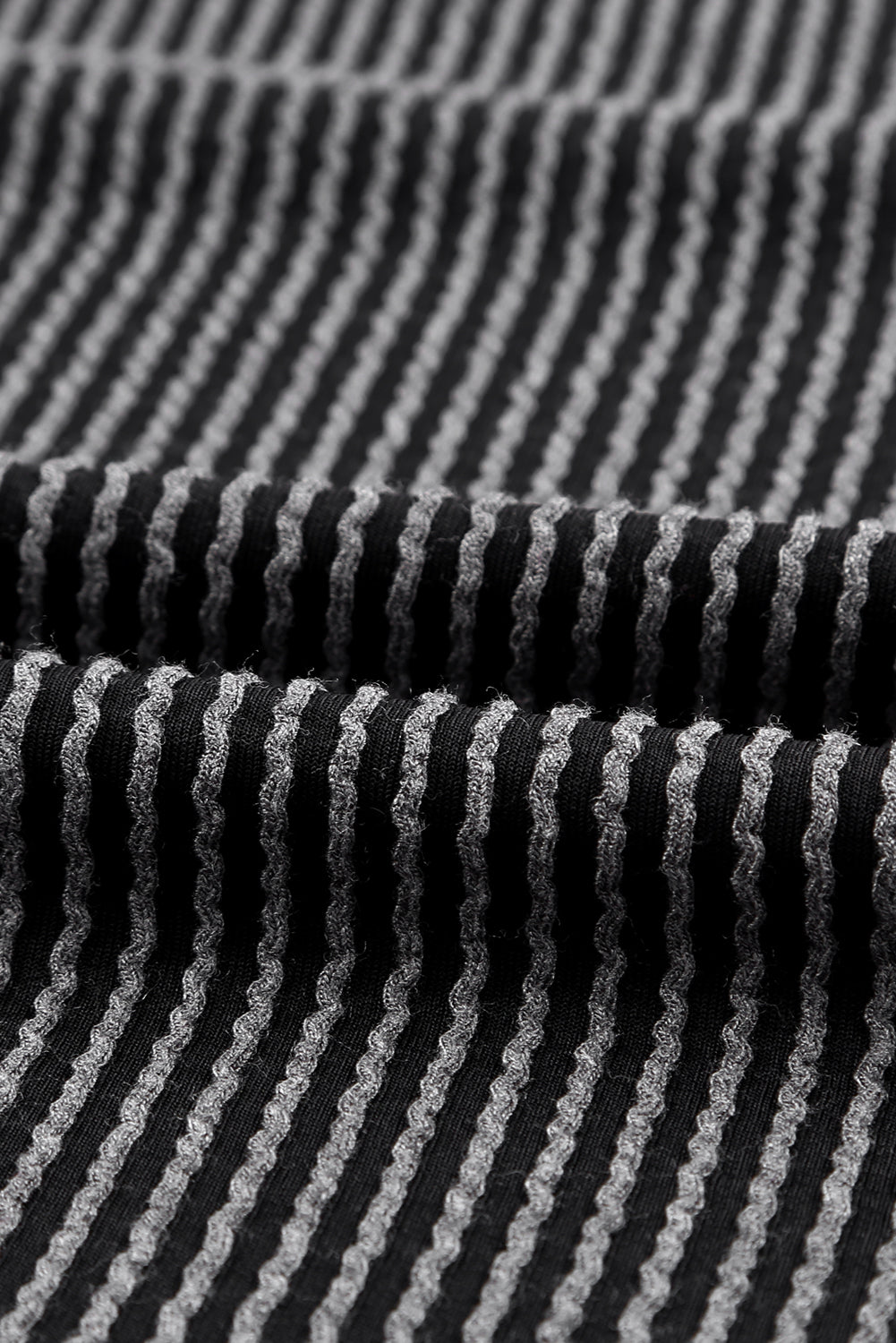 Black Textured Butterfly Sleeve Summer Top for Women