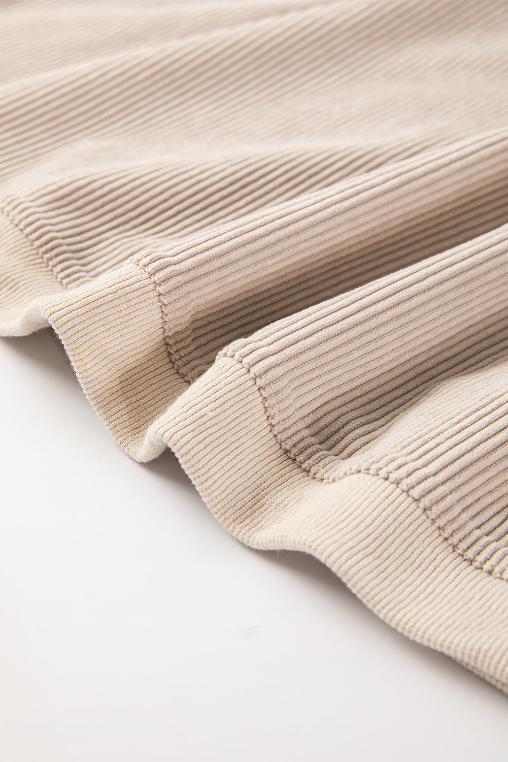 Orange Plain Drop Sleeve Rib-Knit Oversized Sweatshirt