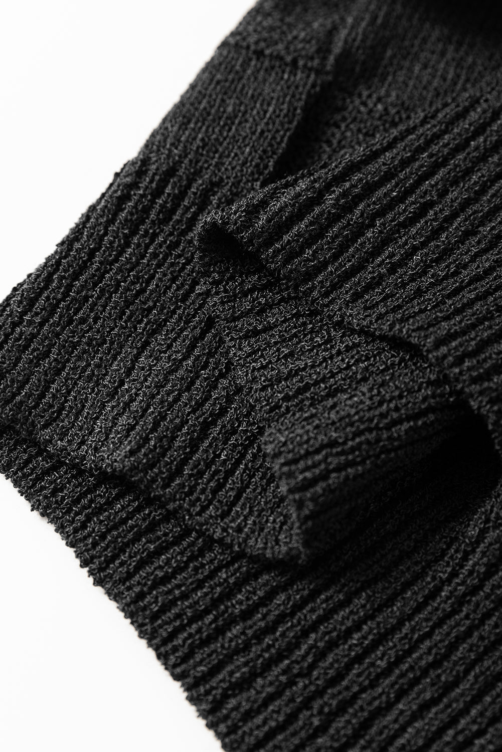 Black Lattice Textured Knit Short Sleeve Baggy Top
