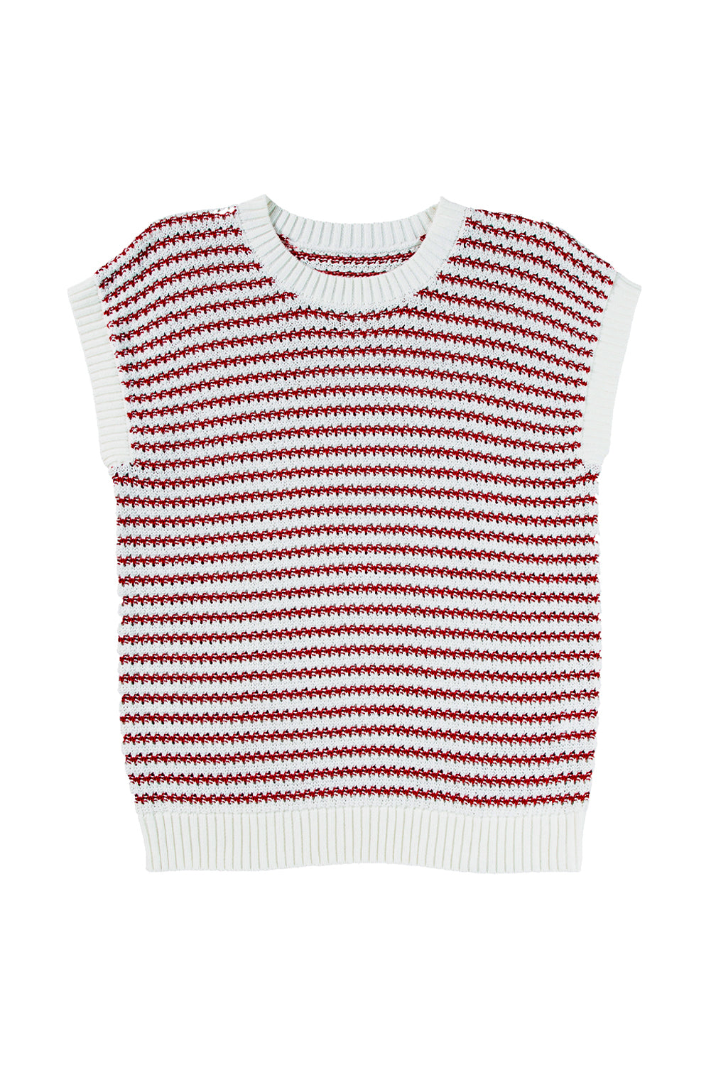 Red Stripe Contrast Trim Knit Dolman Top