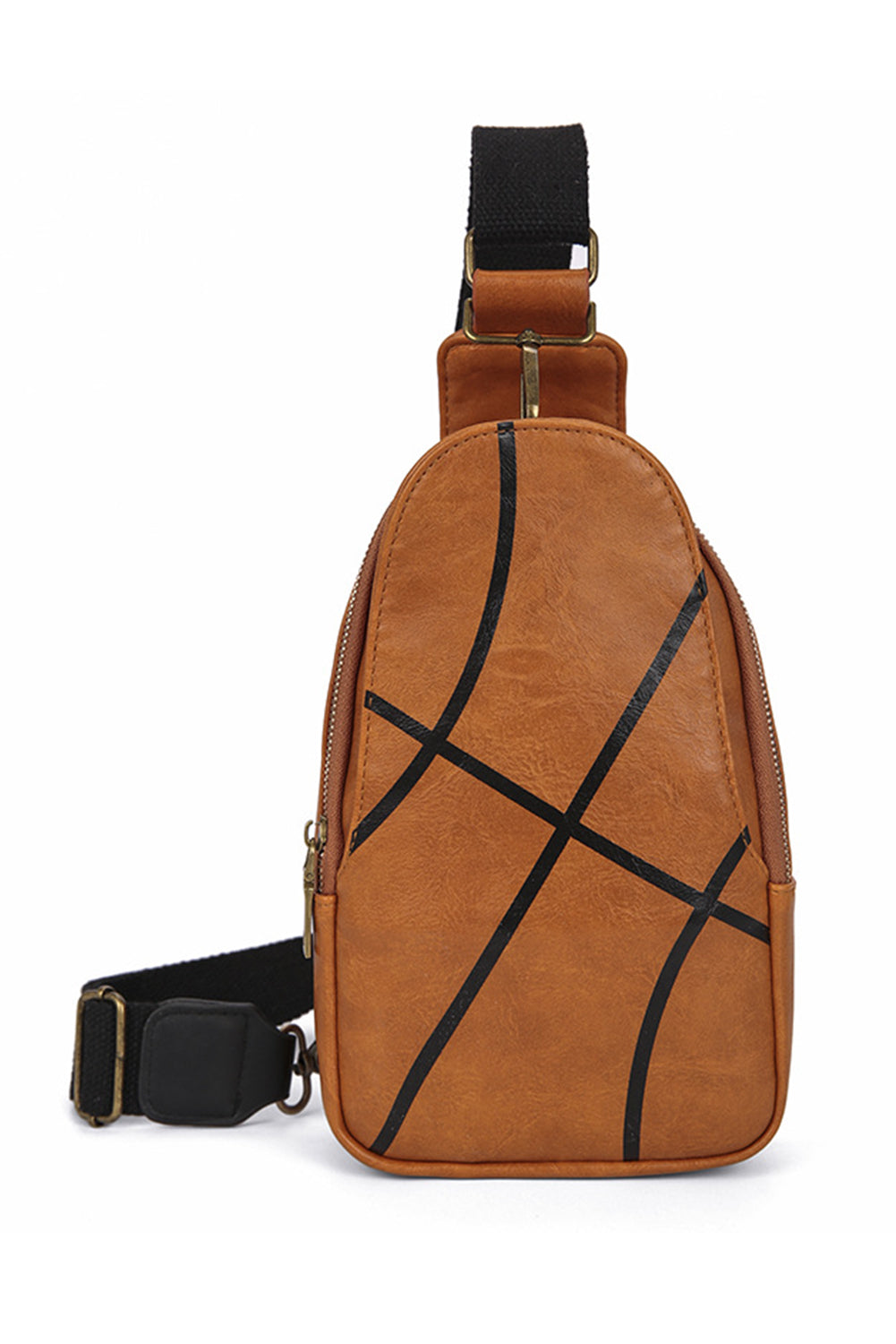 Black Football Pattern PU Leather Zipped Crossbody Bag