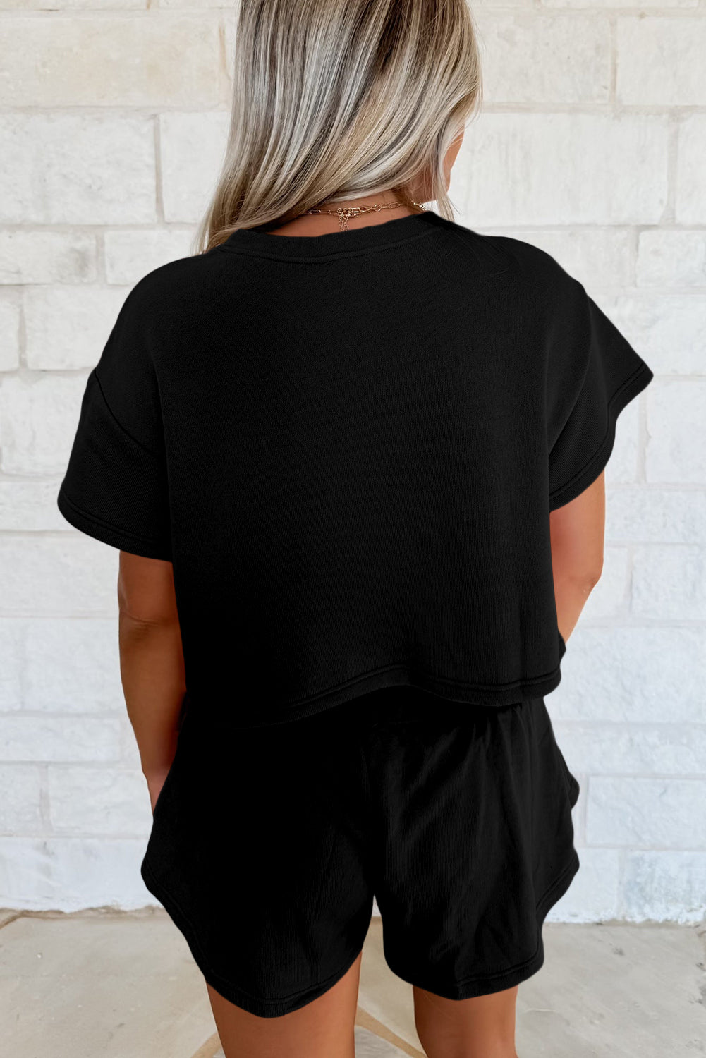 Black Cropped Tee and Ruffle High Waist Skort Set - Kustom Kreations Goods