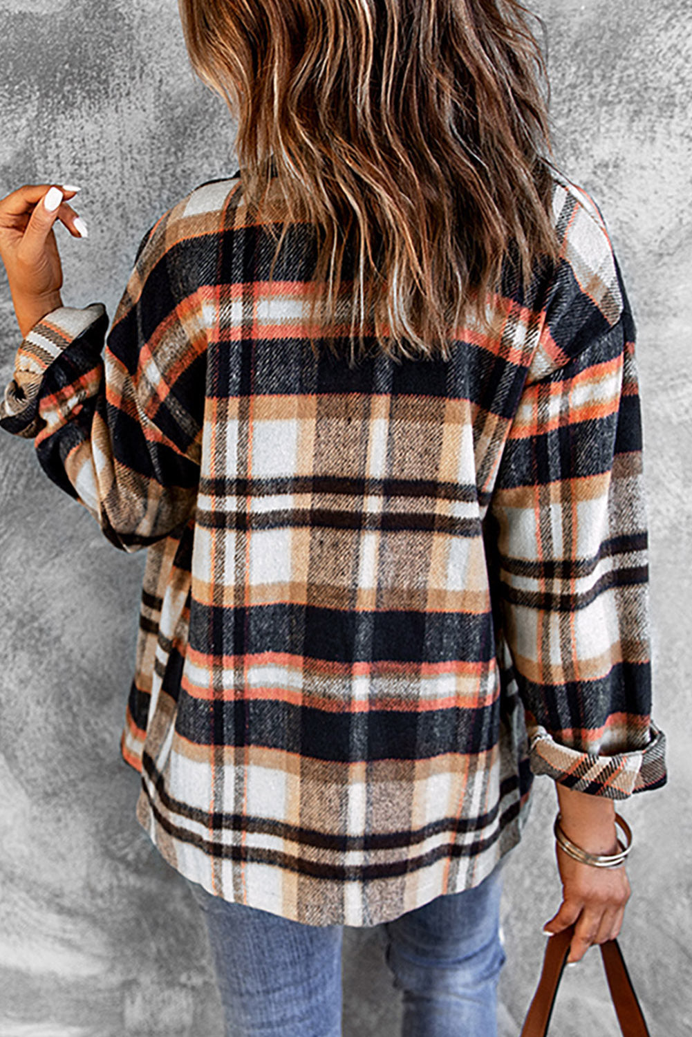 Multicolor Plaid Casual Button Up Flannel Jacket