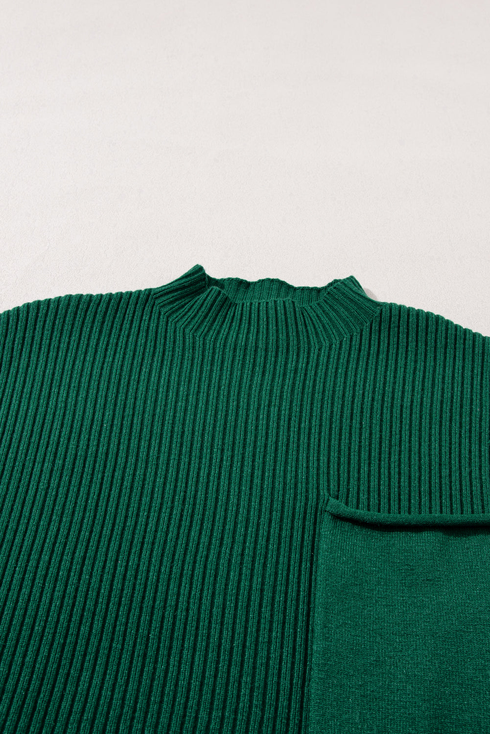 Green Patch Pocket Ribbed Knit Short Sleeve Sweater - Kustom Kreations Goods