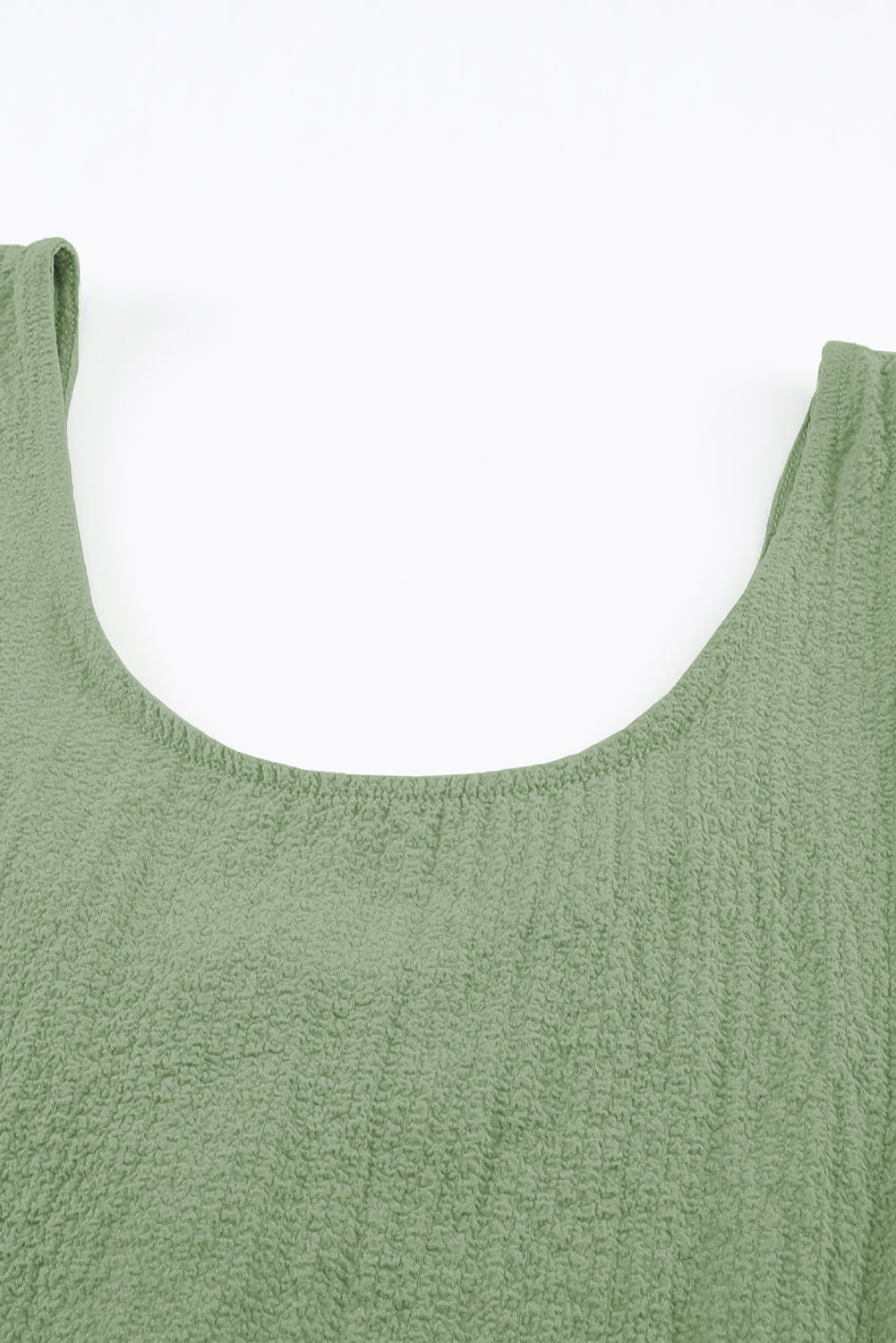 White Scoop Neck Loose Fit Button Front Tank Top for Women