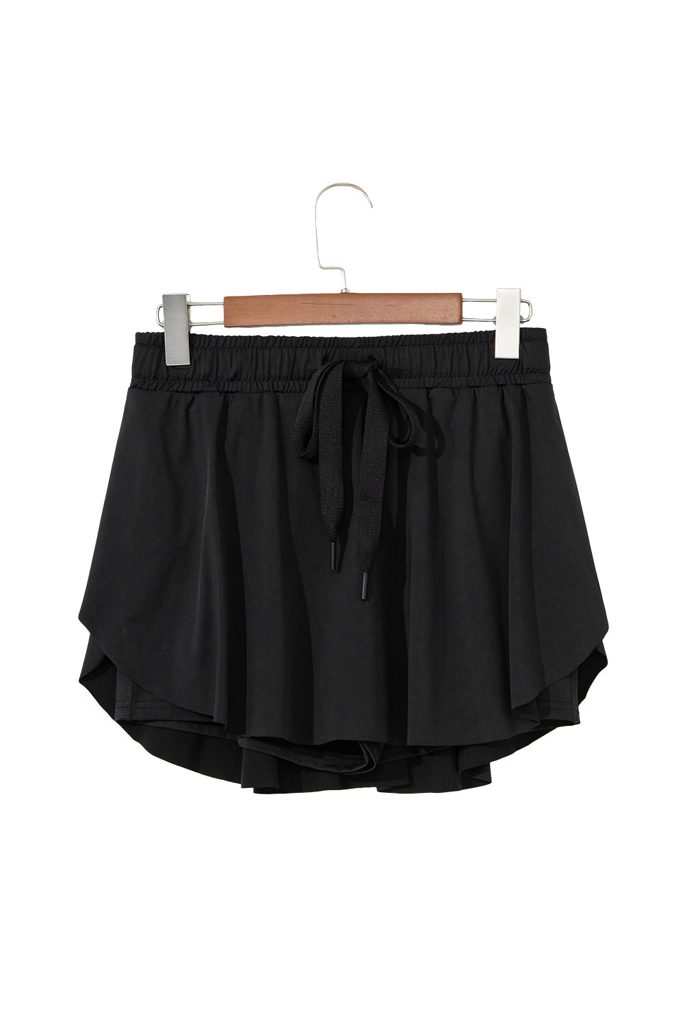 Black Drawstring High Waist Lined Tennis Skort - Kustom Kreations Goods