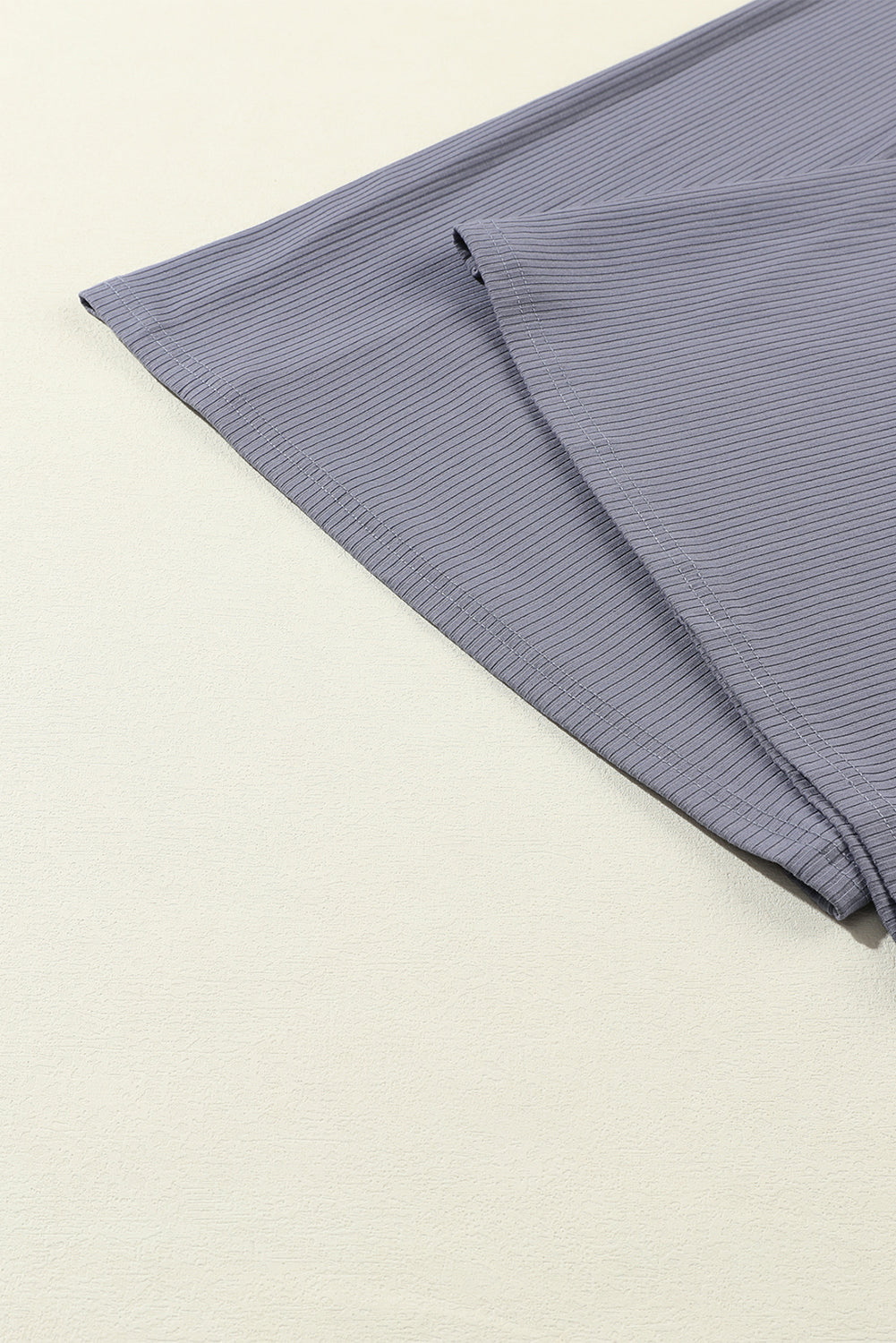 Gray Plain Ribbed Crop Top & Wide Leg Pants Two Piece Pants Set