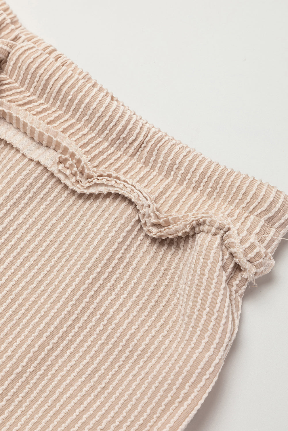 Parchment Exposed Seam Corded T shirt and Wide Leg Pants Set